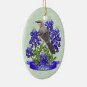 Texas Staat Mockingbird & Bluebonnet Blume Keramikornament (Rechts)