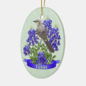 Texas Staat Mockingbird & Bluebonnet Blume Keramikornament (Links)