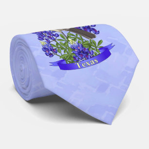 Texas Staat Mockingbird & Bluebonnet Blume Krawatte