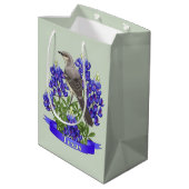Texas Staat Mockingbird & Bluebonnet Blume Mittlere Geschenktüte (Rückseite Schrägansicht)