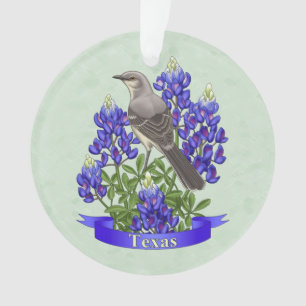 Texas Staat Mockingbird & Bluebonnet Blume Ornament