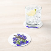 Texas Staat Mockingbird & Bluebonnet Blume Runder Pappuntersetzer (Vor Ort)