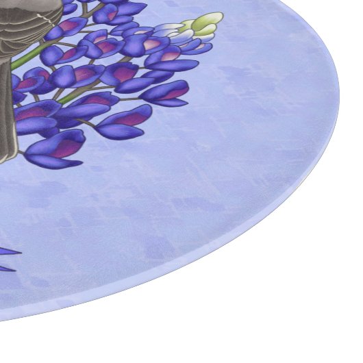 Texas Staat Mockingbird & Bluebonnet Blume Schneidebrett (Ecke)