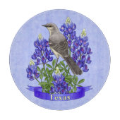 Texas Staat Mockingbird & Bluebonnet Blume Schneidebrett (Vorderseite)