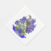Texas Staat Mockingbird & Bluebonnet Blume Serviette (Ecke)