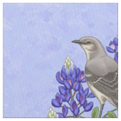 Texas Staat Mockingbird & Bluebonnet Blume Stoff (Nahaufnahme)