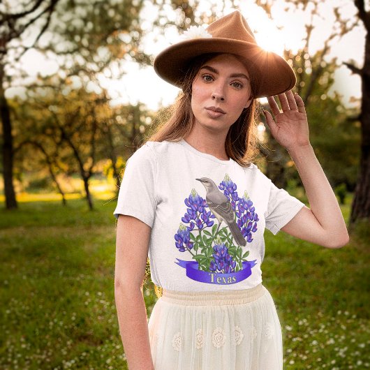 Texas Staat Mockingbird & Bluebonnet Blume T-Shirt