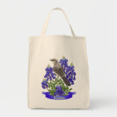 Texas Staat Mockingbird & Bluebonnet Blume Tragetasche (Vorne)