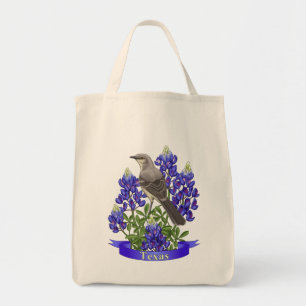 Texas Staat Mockingbird & Bluebonnet Blume Tragetasche