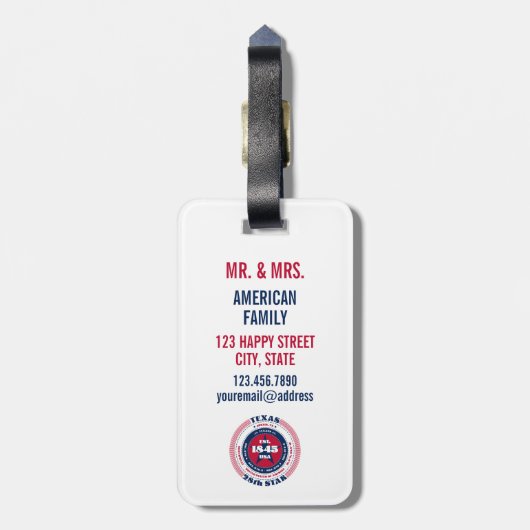 Texas Staat Personalisierte Geschenkpackung Gepäckanhänger (Rückseite vertikal)