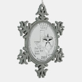 Texas Staat Quarter Schneeflocken Zinn-Ornament (Links)