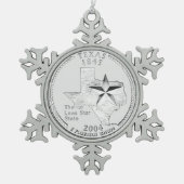 Texas Staat Quarter Schneeflocken Zinn-Ornament (Vorderseite)