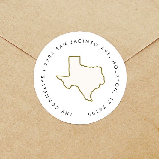 Texas Staat Rücksendeadressen-Aufkleber Runder Aufkleber