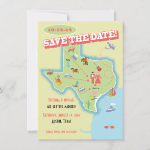 Texas Staat Save the Date Hochzeitsziel Einladung