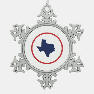 Texas Staat Schneeflocken Zinn-Ornament