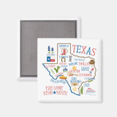 Texas Staat Sehenswürdigkeiten Illustration Magnet (Vorderseite/Rückseite)