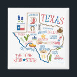 Texas Staat Sehenswürdigkeiten Illustration Magnet<br><div class="desc">Kunstwerk von Spicewood & Rose</div>