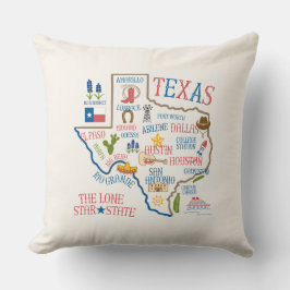 Texas Staat Sehenswürdigkeiten Illustration Pillow Kissen