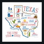 Texas Staat Sehenswürdigkeiten Illustration Poster<br><div class="desc">Texas Staat Sehenswürdigkeiten Illustration Poster</div>