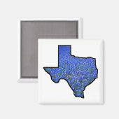 Texas Staat Shape Flag und Bluebonnets Magnet (Vorderseite/Rückseite)