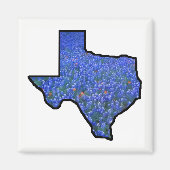 Texas Staat Shape Flag und Bluebonnets Magnet (Vorne)