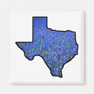 Texas Staat Shape Flag und Bluebonnets Magnet