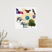 Texas Staat Symbole Poster (Küche)
