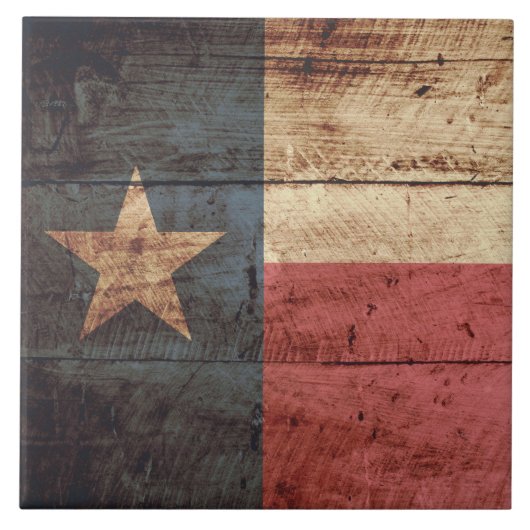 Texas-Staats-Flagge auf altem hölzernem Korn Fliese (Vorderseite)