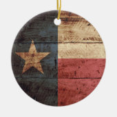 Texas-Staats-Flagge auf altem hölzernem Korn Keramik Ornament (Vorne)