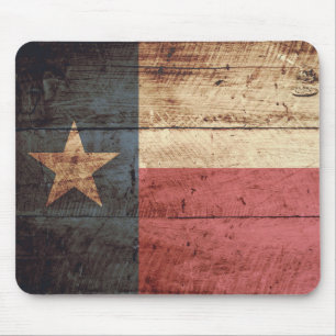 Texas-Staats-Flagge auf altem hölzernem Korn Mousepad