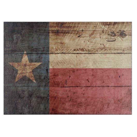 Texas-Staats-Flagge auf altem hölzernem Korn Schneidebrett (Vorderseite)