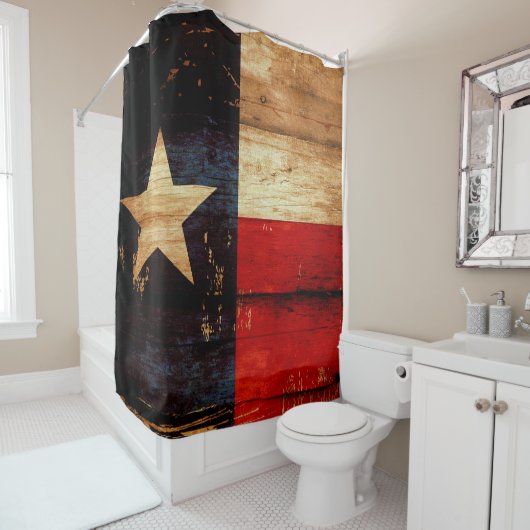 Texas-Staats-Flagge im rustikalen hölzernen Duschvorhang (Beispiel)