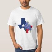Texas-Staats-Form-Flagge und Bluebonnets-T - Shirt (Vorderseite)