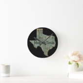 Texas-Staats-Karten-schroffe Bauholz-Wand-Uhr Runde Wanduhr (Zuhause)