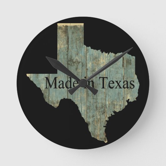 Texas-Staats-Karten-schroffe Bauholz-Wand-Uhr Runde Wanduhr (Vorderseite)