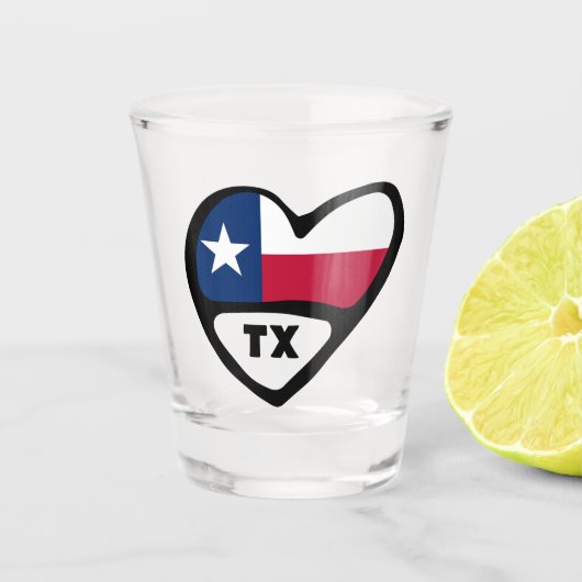 Texas Staatsflagge im Herzen, TX-Shot-Glas Schnapsglas (Vorderseite)