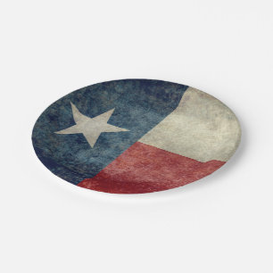 Texas Staatsflagge im vintage Retro-Stil Papptelle Pappteller