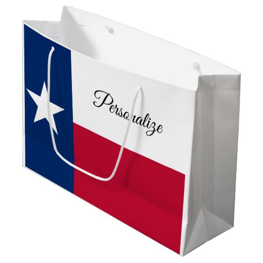 Texas-Staatsflagge personalisierte Geschenktaschen Große Geschenktüte (Vorderseite Schrägansicht)