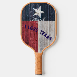 Texas Staatsflagge rustikalen Stil personalisieren Pickleball Schläger