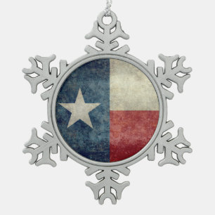 Texas Staatsflagge Vintage Pewter-Schneeflocken-Or Schneeflocken Zinn-Ornament