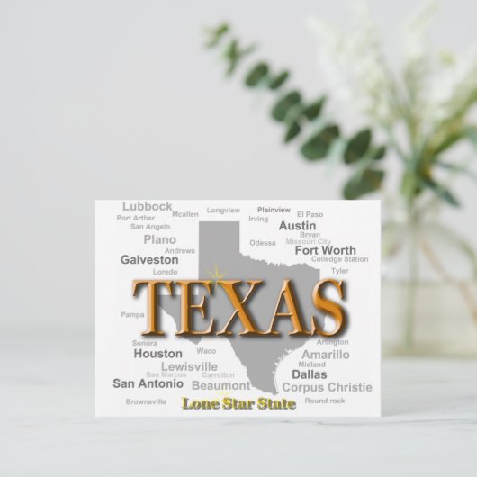Texas Staatsstolz Map Silhouette Postkarte (Stehend Vorderseite)