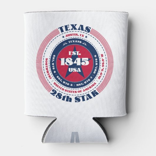 Texas Staatsstolz Monogram Cooler Dosenkühler (Vorderseite)