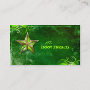 Texas Star Business Card Florescent Green Gold Visitenkarte