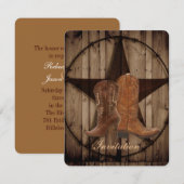 Texas Star Cowboy Boots Country Western Wedding Einladung (Vorne/Hinten)