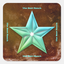 Texas Star Sticker Brown Vintag Jewel Square