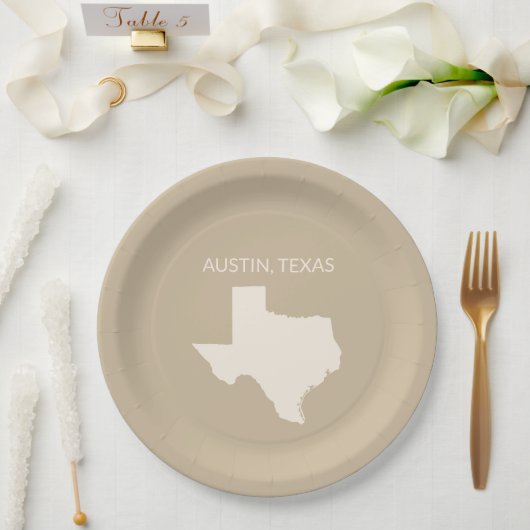 Texas State Map Home Decor Pappteller (Hochzeit)