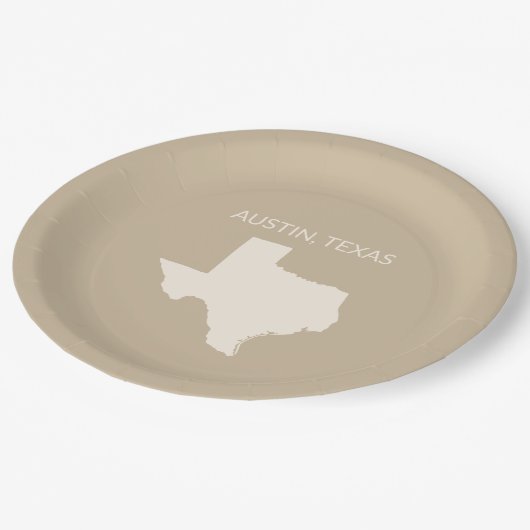 Texas State Map Home Decor Pappteller (Schrägansicht)
