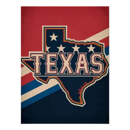 Texas State Retro Flag Design Poster (Vorderseite)