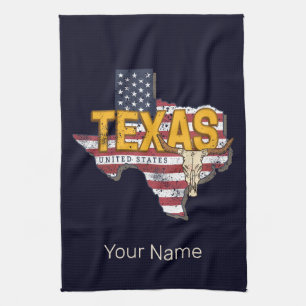 Texas State Vereinigte Staaten Retro-Karte Vintage Geschirrtuch