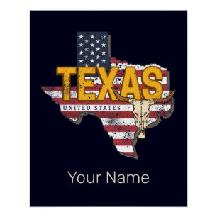 Texas State Vereinigte Staaten Retro-Karte Vintage Poster
